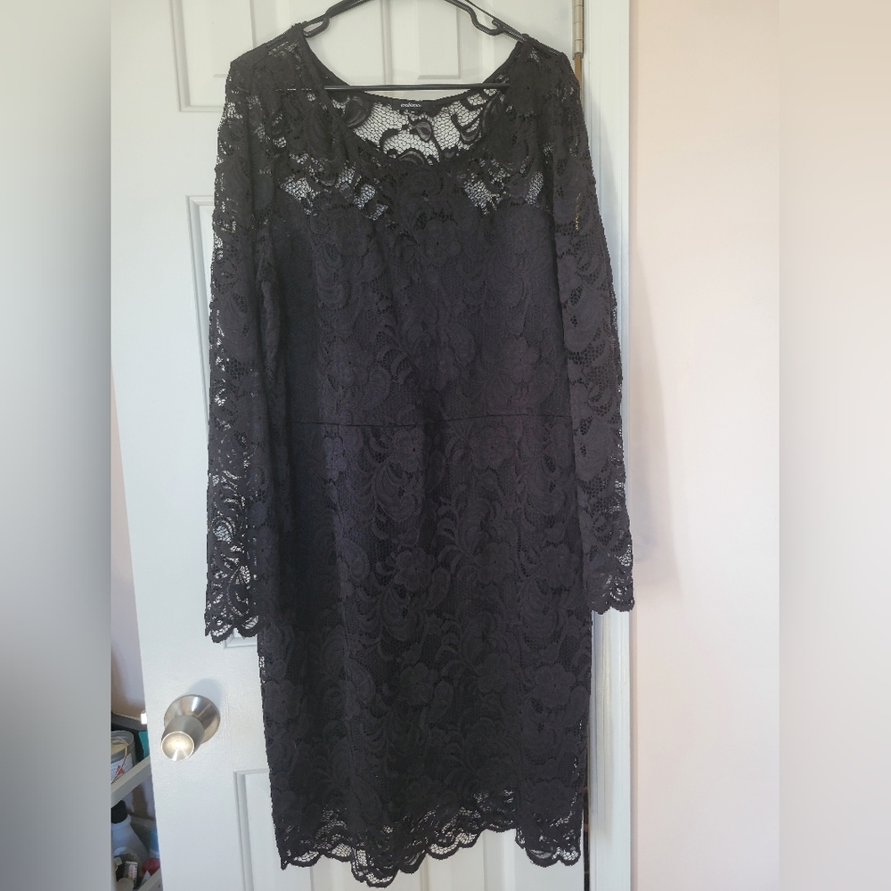 Ambiance plus size black crochet bodycon dress